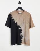 Topman Oversized Tie Dye T-shirt In Black And Brown - Part Of A Set-multi