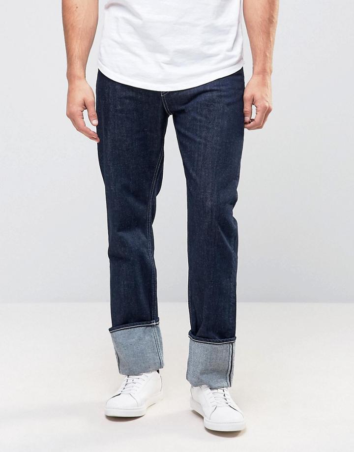 Weekday People Fold Over Jean In Contrast Blue Wash - Blue