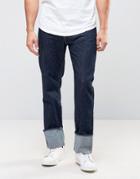 Weekday People Fold Over Jean In Contrast Blue Wash - Blue