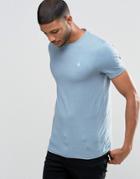Asos Muscle T-shirt With Crew Neck And Logo In Light Blue - Blue