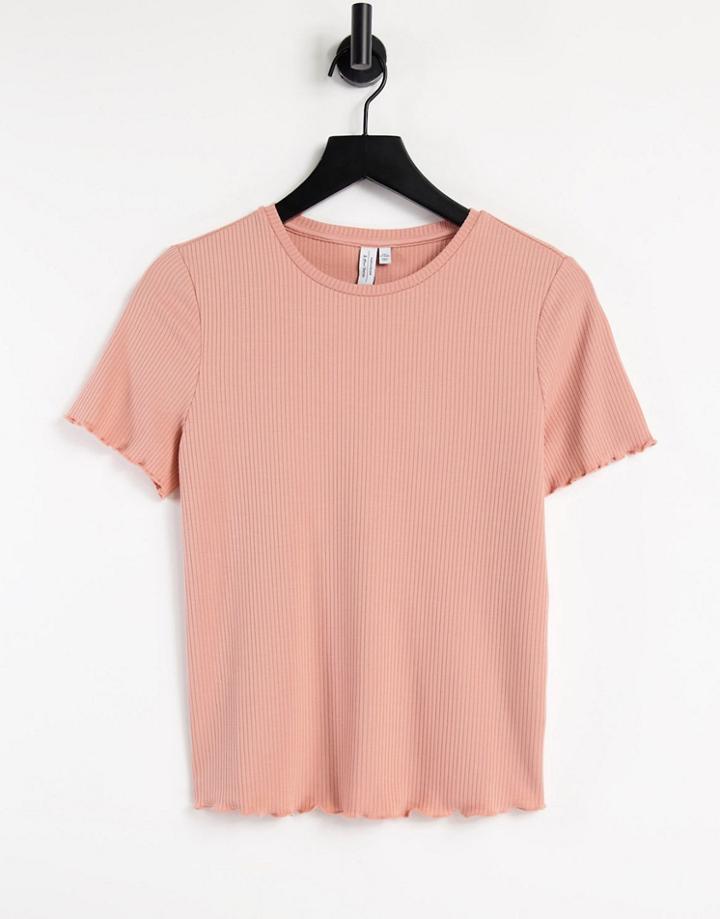 & Other Stories Organic Cotton Lettuce Hem Edge T-shirt In Peach - Part Of A Set-pink