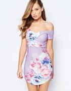 Ginger Fizz Floral Body-conscious Dress With Curved Hem - Multi Floral