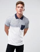 Jack & Jones Originals Polo Shirt With Block Panel Detail - White