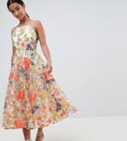 Asos Edition Petite Halter Neck Embroidered Prom Dress - Multi