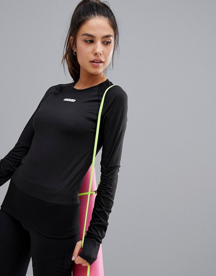 Asos 4505 Rib Arm Long Sleeve Yoga Top-black