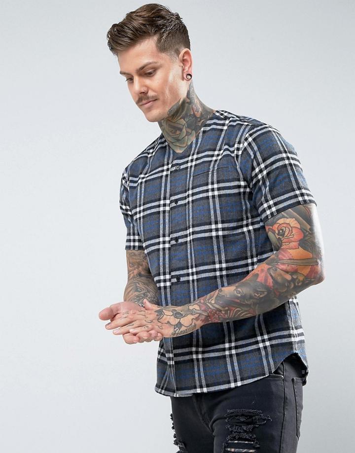 Religion Baseball Shirt With Check - Blue