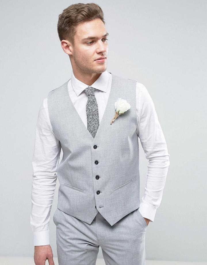 Selected Homme Wedding Skinny Vest - Gray