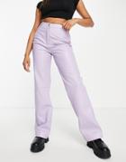 Muubaa High Waist Wide Leg Leather Pants In Lilac-purple