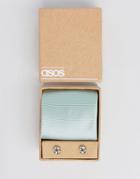 Asos Wedding Tie In Mint And Cufflinks Pack - Green