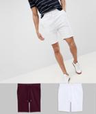 Asos Design Jersey Skinny Shorts 2 Pack White Marl/kidney Save - Multi