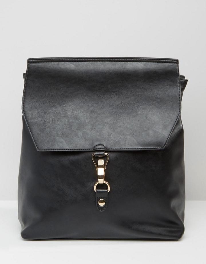 Asos Clip Front Backpack - Black
