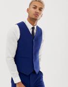 Asos Design Super Skinny Suit Vest In Bright Blue - Blue
