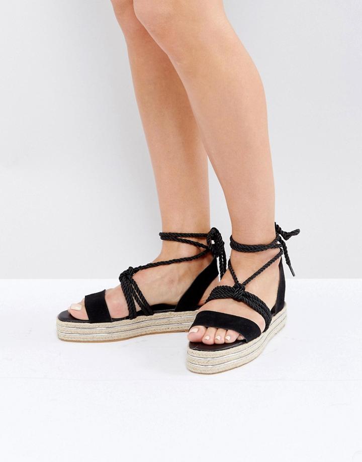 Asos Jazzberry Suede Rope Espadrille Sandals - Black