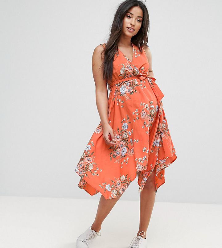 New Look Maternity Hanky Hem Dress - Orange