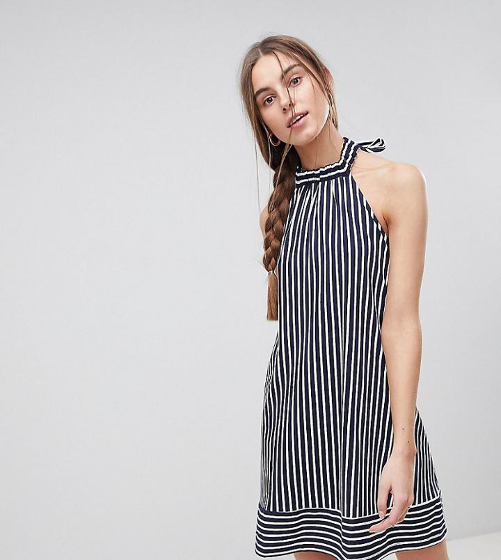 Asos Tall Halter Swing Sundress In Cut About Stripe-multi