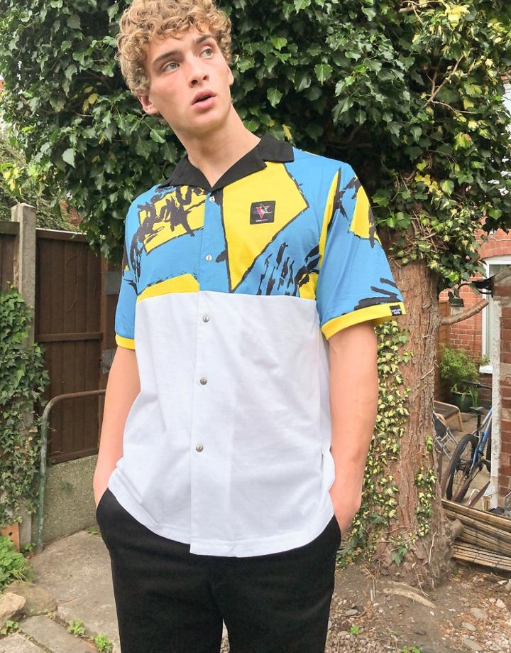 Vintage Supply Sports Shirt In Blue Multi-green