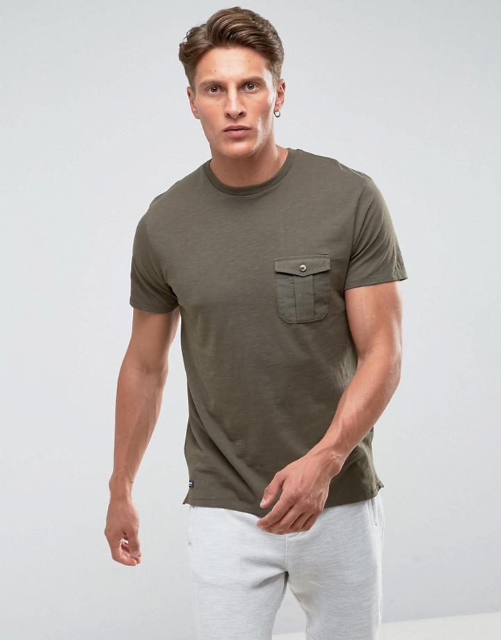 Threadbare Woven Pocket T-shirt - Green