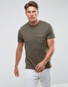Threadbare Woven Pocket T-shirt - Green