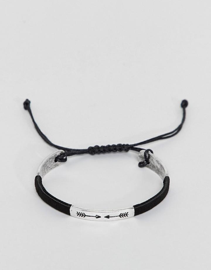 Asos Design Wrapped Bangle With Arrow - Silver