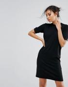 Warehouse Knitted T-shirt Dress - Black
