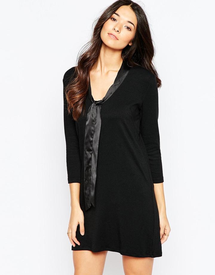 Traffic People Little Bo Sweater Dress With Bow Detail - Black