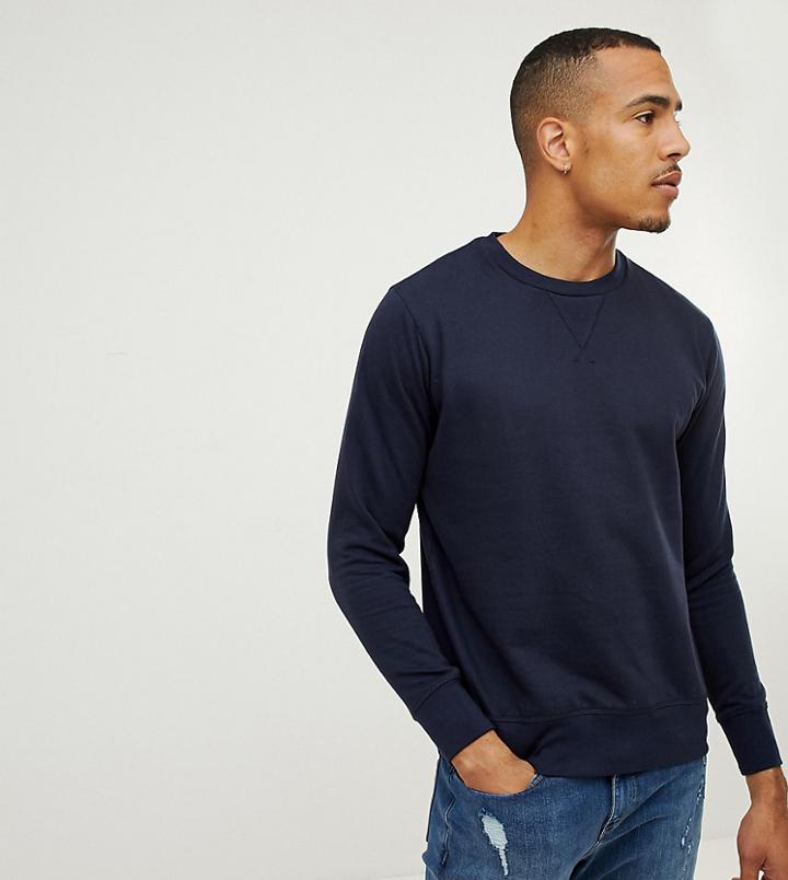 Brave Soul Tall Basic Crew Neck Sweat - Navy