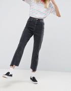Asos Deconstructed Straight Leg Jeans In Washed Black - Black