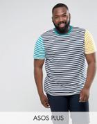 Asos Plus T-shirt With Contrast Stripe - Multi