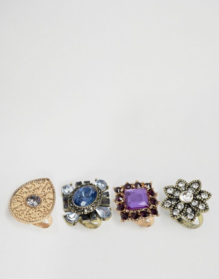 New Look Chunky Cocktail Ring Pack - Multi