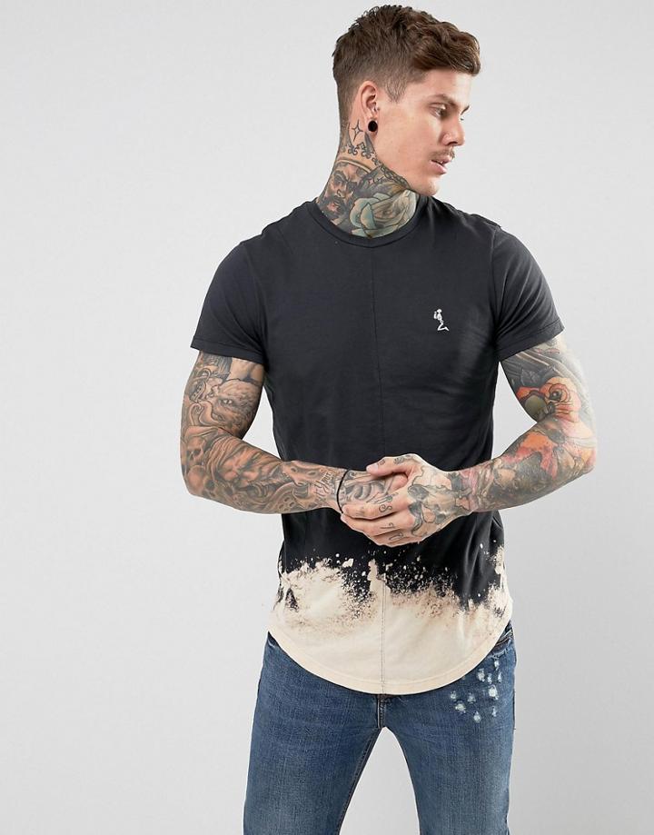 Religion T-shirt With Bleach Curved Hem - Black