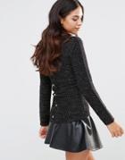 Pussycat London Sweater With Button Detail - Black