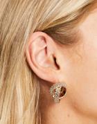 River Island Texture Crossover Stud Earrings-gold