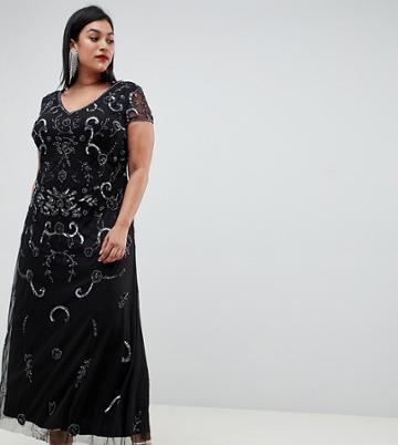 Lovedrobe Lux All Over Embellished Maxi Dress - Black