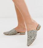 Truffle Collection Wide Fit Flat Pointed Mules In Leopard