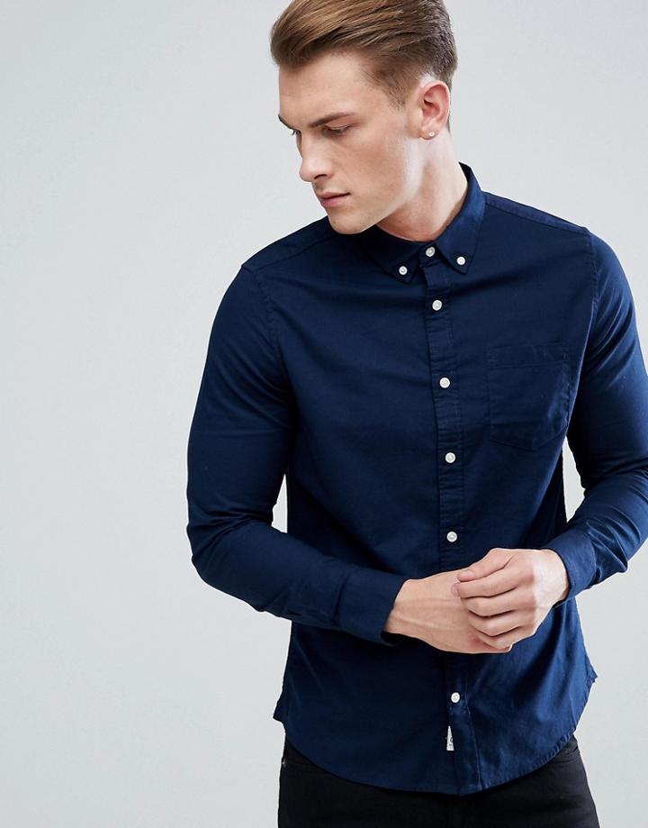 Burton Menswear Oxford Shirt In Navy - Navy