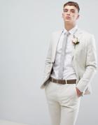 Moss London Skinny Suit Jacket In Stone - Stone