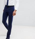 Asos Tall Wedding Skinny Suit Pants In French Navy Micro Texture - Navy
