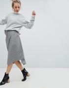 Monki Gingham Midi Skirt - Multi
