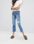 Cheap Monday Level Destroyed Boyfriend Jeans - Blue