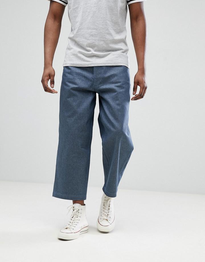 Asos Design Wide Leg Cropped Jeans In Raw Gray