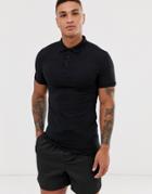 Asos Design Muscle Fit Jersey Polo - Black