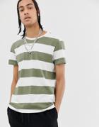 Weekday Alex Striped T-shirt In Green - Green