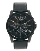 Armani Exchange Black Leather Strap Chronograph Watch Ax2098 - Black