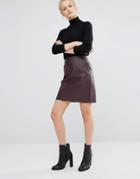 Warehouse Leather Look Skirt - Purple