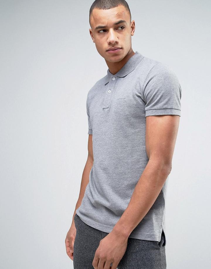Esprit Slim Fit Basic Pique Polo Shirt In Gray Melange - Gray