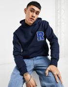 Jack & Jones Originals Oversized Hoodie With Collegiate Chest Logo In Navy