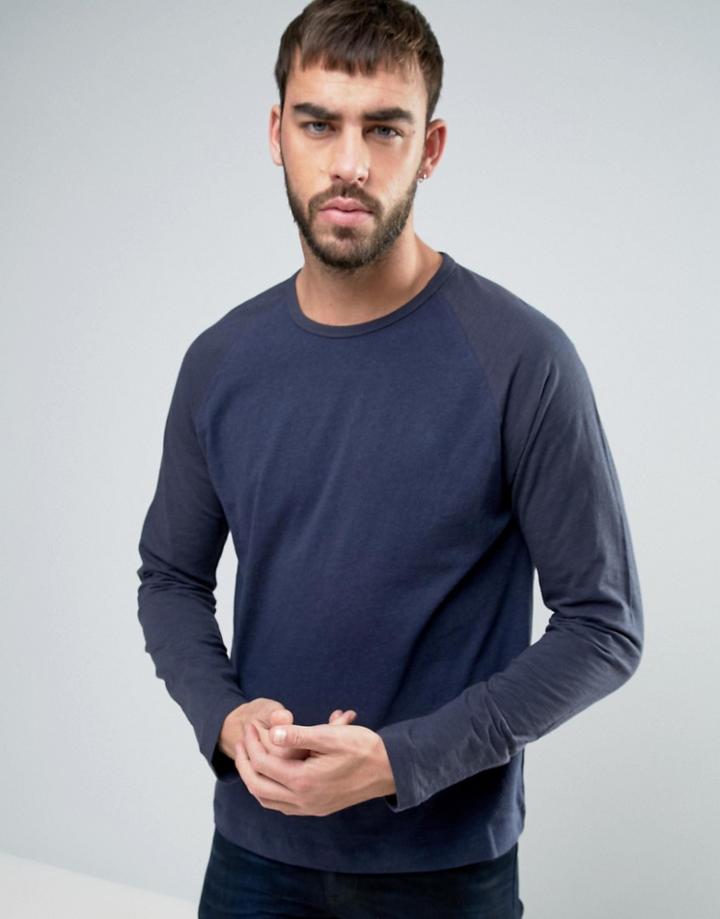 Ymc Contrast Sleeve Baseball Top - Navy