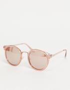 Lipsy Round Lens Sunglasses In Clear Pink