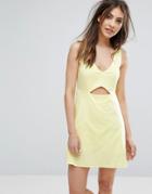 Mango Cut Out Detail Shift Dress - Yellow