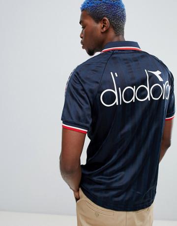 Diadora Offside Retro T-shirt With Taping In Navy - Navy